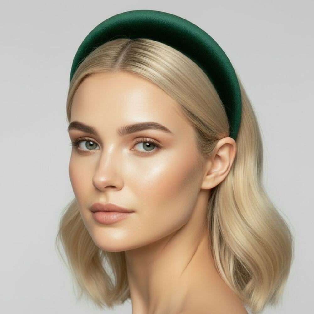 Boutique Emerald Green Padded Velvet Headband Thick Sponge Alice Band New